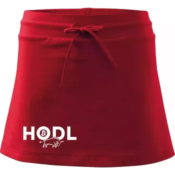 Dámská sukně Hodl, nápis a býk - Sportovní sukně - two in one - S ( Červená )