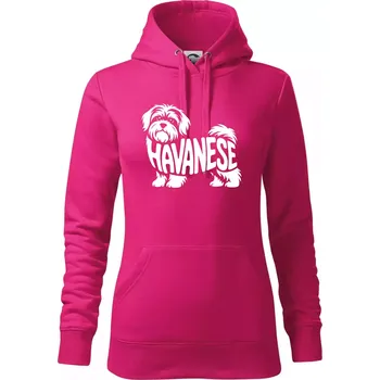 Dámská mikina Havanese nápis v těle - Mikina dámská Cape s kapucí - M ( Purpurová )