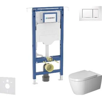 Geberit Duofix - Set předstěnové instalace, klozetu a sedátka Duravit ME by Starck, tlačítka Sigma20, Rimless, SoftClose, bílá/lesklý chrom SANI11CP3113