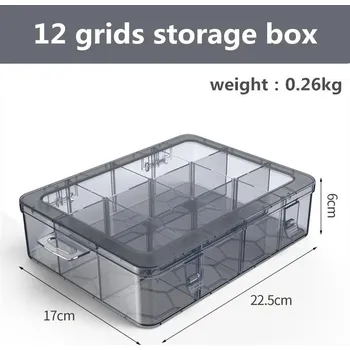 Úložný box Praktický nastavitelný plastový úložný box s přihrádkami | plastová krabička, úložný kontejner - Úložný box na 12 mřížek - 173