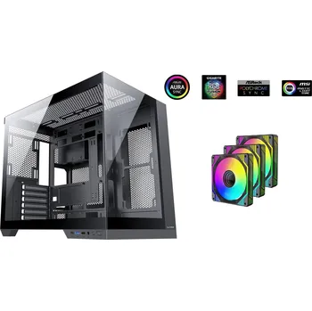 PC skříň 1stCOOL CubeTower DREAMER, skrinka ATX, 3x ARGB ventilátor + radič, USB3.0, USB-C, čierna