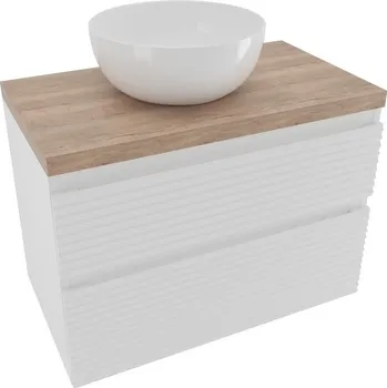 Koupelnový nábytek Naturel Koupelnová skříňka 2 zásuvková s krycí deskou Naturel Savona 78x53x44,8 cm bílá lesk SAVONA280BIDDH SAVONA280BIDDH