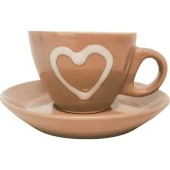 Hrnek espresso s podtalířkem, hnědý II. jakost