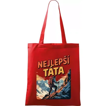 Nákupní taška Nejlepší táta - horolezec - Taška bavlněná - 42 x 38 cm ( Červená )