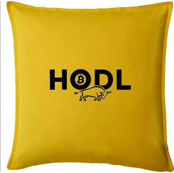 Polštář Hodl, nápis a býk - Polštář 50x50 - 50x50 - Pouze potah ( Žlutá )