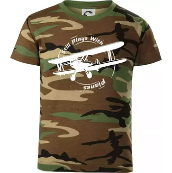 Still Plays With Planes - Dětské maskáčové triko - 104-110cm / 3-4 roky ( Hnědý maskáč )