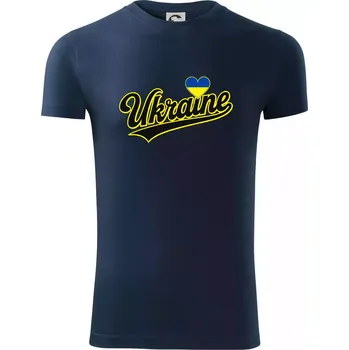 Pánské oblečení Ukraine - nápis černý - Viper FIT - Pánské zůžené tričko - 2XL ( Námořní modrá (velmi tmavá - téměř černá) )