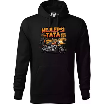 Pánská mikina Nejlepší táta - motorka - chopper - Mikina pánská Cape s kapucí - XL ( Černá )