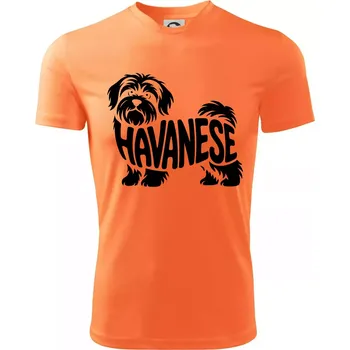 Chlapecké tričko Havanese nápis v těle - Dětské triko sportovní (dresovina) - 158 cm/12 let ( Neon mandarine )