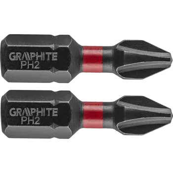 Vrtačka Graphite Rázové bity PH2 x 25 mm, 2 ks. 56H501