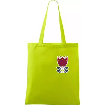 Folklor na prsu květina čtyřlistá - Taška bavlněná - 42 x 38 cm ( Limetková )