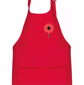 Kuchyňská zástěra Vlčí mák ikonka na prsu - Dětská zástěra na vaření - Univerzální velikost ( Červená )