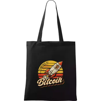 Nákupní taška Powered by Bitcoin bitcoin rocket - Taška bavlněná - 42 x 38 cm ( Černá )