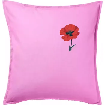 Polštář Vlčí mák kreslený na prsu - Polštář 50x50 - 50x50 - Pouze potah ( Růžová )
