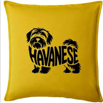 Polštář Havanese nápis v těle - Polštář 50x50 - 50x50 - Pouze potah ( Žlutá )