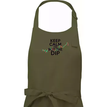 Kuchyňská zástěra Zeleno červený graf Keep Calm and Buy the Dip - Pánská zástěra na vaření - Univerzální velikost ( Khaki )