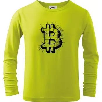 Chlapecké tričko Bitcoin kresba tužku - Triko dětské Long Sleeve - 122 cm/6 let ( Limetková )