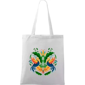 Folklor - dvě holubice - Taška bavlněná - 42 x 38 cm ( Bílá )