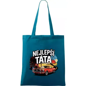 Nejlepší táta - americké auto - Taška bavlněná - 42 x 38 cm ( Petrolejová )