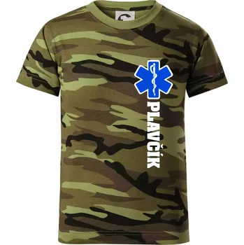 Hvězda života - Plavčík - Dětské maskáčové triko - 104-110cm / 3-4 roky ( Zelený maskáč )