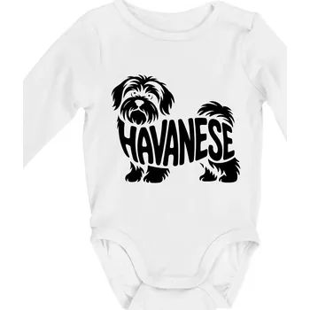 Havanese nápis v těle - Body kojenecké s dlouhým rukávem - Dlouhý r. 6-12 měs ( Bílá )