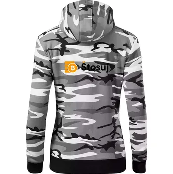 Dámská mikina Štosuj - Logo na prsou - Dámská mikina trendy zipper s kapucí - M ( Šedý maskáč )