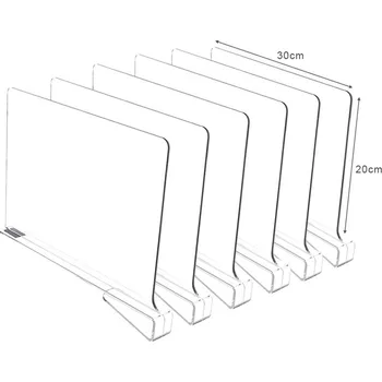 Organizér oblečení Průhledný rozdělovač polic do skříně | úložný systém, organizér - 6 ks