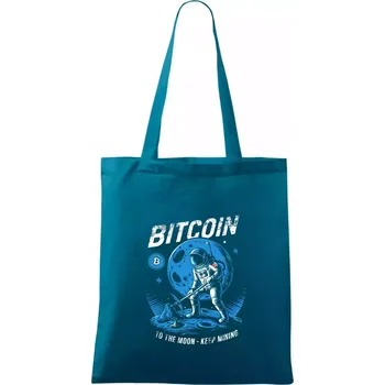 Botcoin to the moon - keep mining - Taška bavlněná - 42 x 38 cm ( Petrolejová )