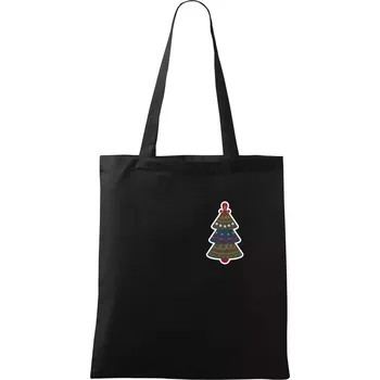Nákupní taška Folklor na prsu vánoční stromek - Taška bavlněná - 42 x 38 cm ( Černá )
