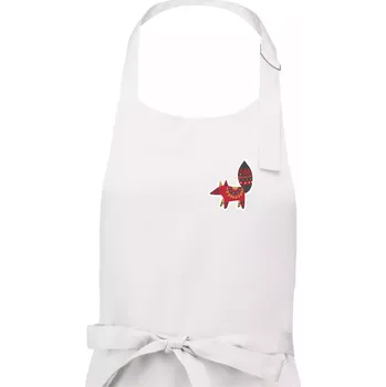 Kuchyňská zástěra Folklor na prsu liška - Dámská zástěra na vaření - Univerzální velikost ( Bílá )