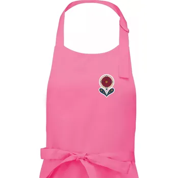 Kuchyňská zástěra Folklor na prsu květina kulatá - Pánská zástěra na vaření - Univerzální velikost ( Růžová )