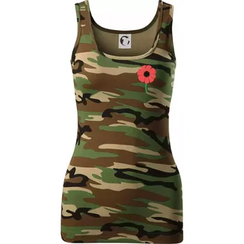 Dámské tričko Vlčí mák ikonka na prsu - Dámské Maskáčové tílko - S ( Hnědý maskáč )