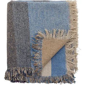 Přehoz na lůžko Bloomingville, Přehoz Maji z recyklovaného materiálu 160 x 130 cm sytě modrý - Formadore