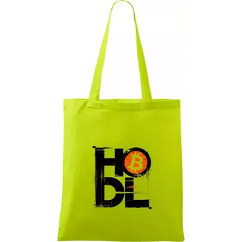 Hodl velký nápis a logo BTC - Taška bavlněná - 42 x 38 cm ( Limetková )