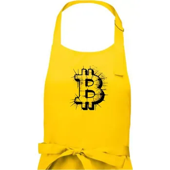 Kuchyňská zástěra Bitcoin kresba tužku - Pánská zástěra na vaření - Univerzální velikost ( Žlutá )