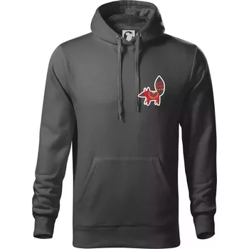 Pánská mikina Folklor na prsu liška - Mikina pánská Cape s kapucí - 5XL ( Ocelově šedá )