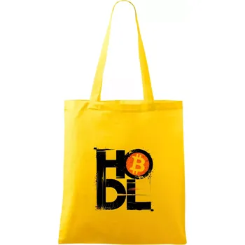 Hodl velký nápis a logo BTC - Taška bavlněná - 42 x 38 cm ( Žlutá )