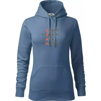 Dámská mikina Milující chápající milá laskavá - Mikina dámská Cape s kapucí - XS ( Denim )