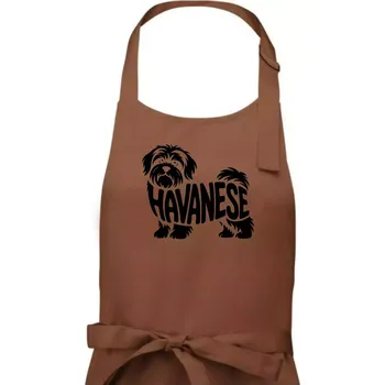 Kuchyňská zástěra Havanese nápis v těle - Pánská zástěra na vaření - Univerzální velikost ( Kakaová )