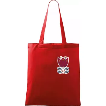 Folklor na prsu květina čtyřlistá - Taška bavlněná - 42 x 38 cm ( Červená )