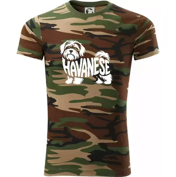 Pánské tričko Havanese nápis v těle - Army CAMOUFLAGE - XL ( Hnědý maskáč )