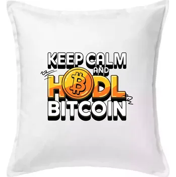 Polštář 3D nápis Keep Calm and HODL Bitcoin - Polštář 50x50 - 50x50 - Pouze potah ( Bílá )