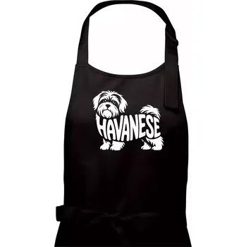 Kuchyňská zástěra Havanese nápis v těle - Dámská zástěra na vaření - Univerzální velikost ( Černá )