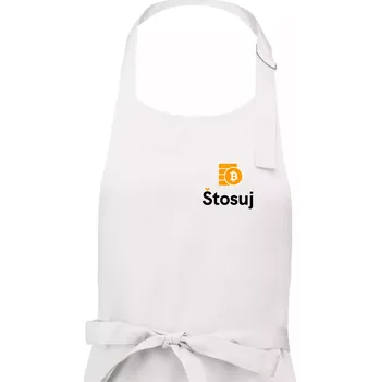 Kuchyňská zástěra Štosuj - Logo jen na prsu - Pánská zástěra na vaření - Univerzální velikost ( Bílá )