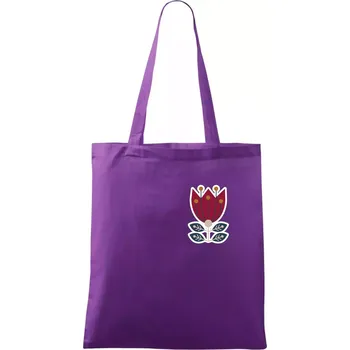 Folklor na prsu květina čtyřlistá - Taška bavlněná - 42 x 38 cm ( Fialová )