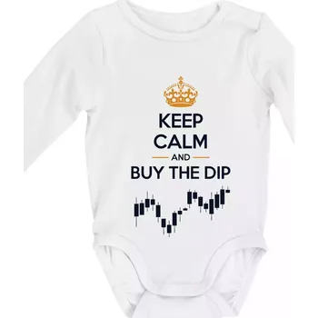Kojenecký body Keep Calm and Buy the Dip - koruna a graf - Body kojenecké s dlouhým rukávem - Dlouhý r. do 3 měs ( Bílá )