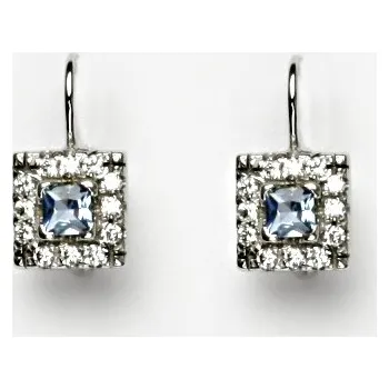 Náušnice Zlaté naušnice, akvamarin zirkon, bílé i žluté zlato - VE 20