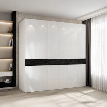 Šatní skříň Šatní skříň MAXIMUS 240 bílá lesk / tmavá dýha