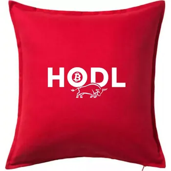 Polštář Hodl, nápis a býk - Polštář 50x50 - 50x50 - Pouze potah ( Červená )