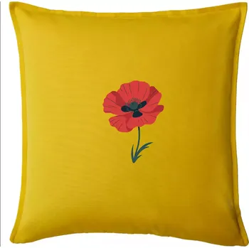 Polštář Vlčí mák kreslený velký - Polštář 50x50 - 50x50 - Pouze potah ( Žlutá )